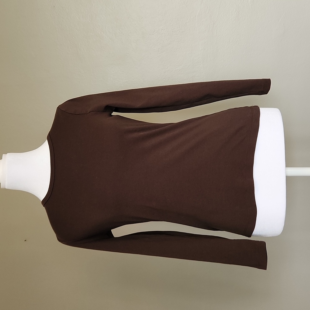 St. John's Bay Crew Neck Long Sleeve T-Shirt Extra Small Brown